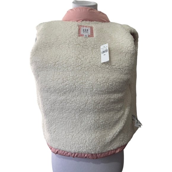 NWT Gap Kids XXL Pink Shearling Lined Puffer Vest Barbiecore Womens Small Medium - Picture 7 of 14